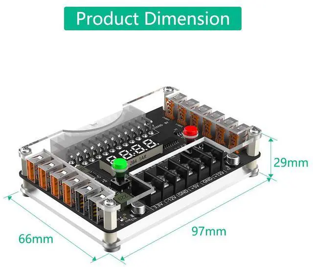 Alt view image 5 of 7 - ATX 24-Pin to 12-Port USB Adapter Board Side-Mount, Voltage Regulator / Splitter, 24P Power Distribution Board for Desktop / Mining / DIY