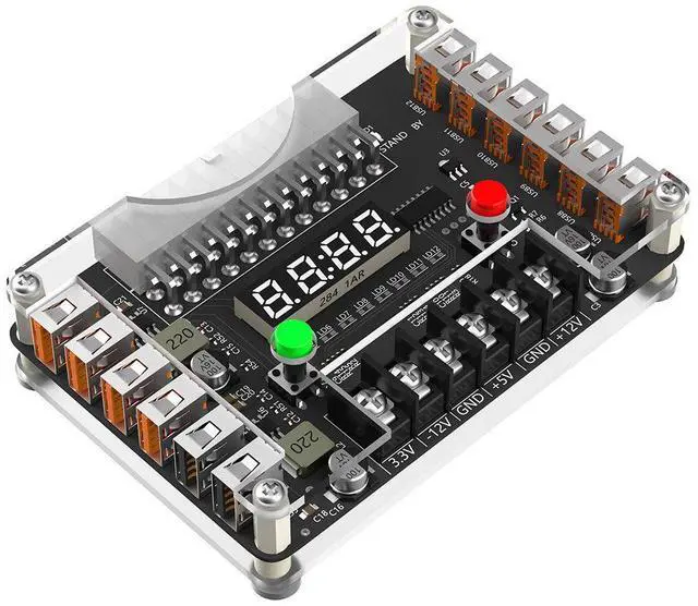 Main image of ATX 24-Pin to 12-Port USB Adapter Board Side-Mount, Voltage Regulator / Splitter, 24P Power Distribution Board for Desktop / Mining / DIY