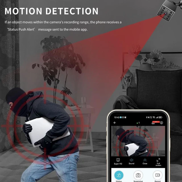 Alt view image 4 of 7 - W09 Rechargeable WiFi Camera 1080P HD, Long Battery Life, Night Vision, Mini Security Cam for Home / Office