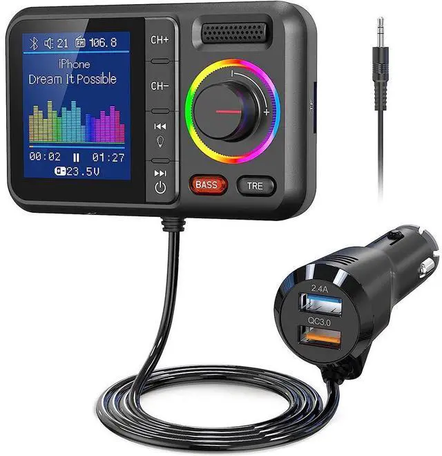 Main image of BT98L Car MP3 Bluetooth Player New Large Screen, Plug-in Car Charger, FM Transmitter, USB/TF Card Reader for Car Audio