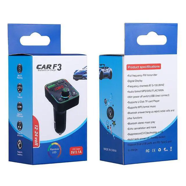 Alt view image 7 of 7 - F3 Car Bluetooth MP3 Player FM Transmitter, U-Disk Music Player, PD Fast Charger, Hands-Free Call Receiver
