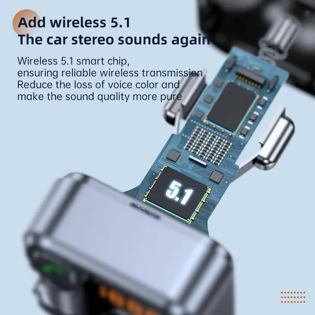 Alt view image 4 of 5 - Car MP3 Player with FM Transmitter PD30W Fast Charging + 2.4A Port, Bluetooth Hands-Free & AUX Playback Car Charger