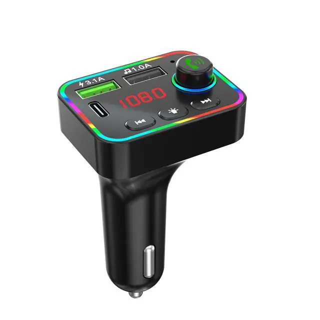 Alt view image 4 of 5 - F4 Car Bluetooth MP3 Player QC 3.1 Fast Charging, PD Dual Port Charger, U-Disk Music Player, Hands-Free Calling, Rainbow Breathing Light