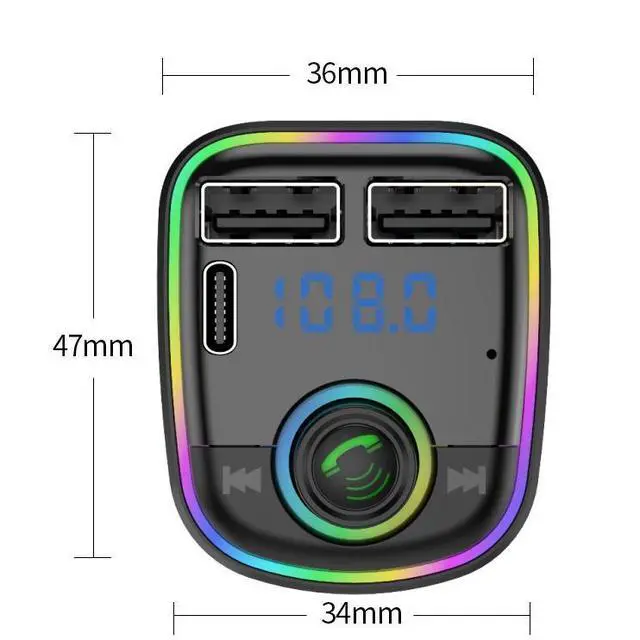 Alt view image 3 of 4 - C2 Car Bluetooth MP3 Player FM Transmitter, Hands-Free Calling, Dual USB Car Charger