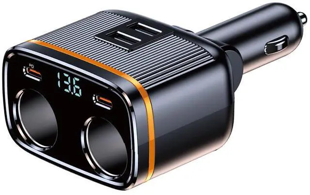 Main image of C27 Car Charger with Voltage Display 80W Cigarette Lighter Socket, PD45W & USB Fast Charging, 145W Total Output Power