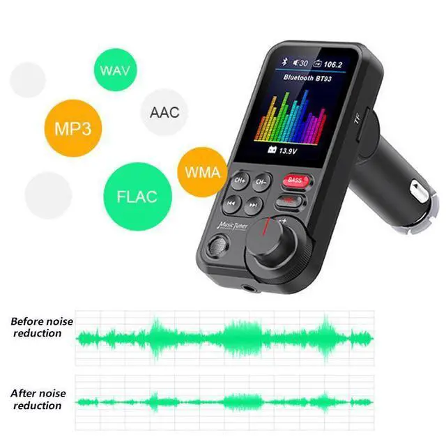 Alt view image 3 of 7 - BT93 Car Bluetooth MP3 Player QC3.0 Fast Charging, HiFi Lossless Music, Hands-Free FM Transmitter for Car/Truck