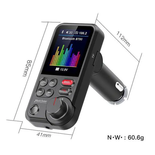 Alt view image 7 of 7 - BT93 Car Bluetooth MP3 Player QC3.0 Fast Charging, HiFi Lossless Music, Hands-Free FM Transmitter for Car/Truck