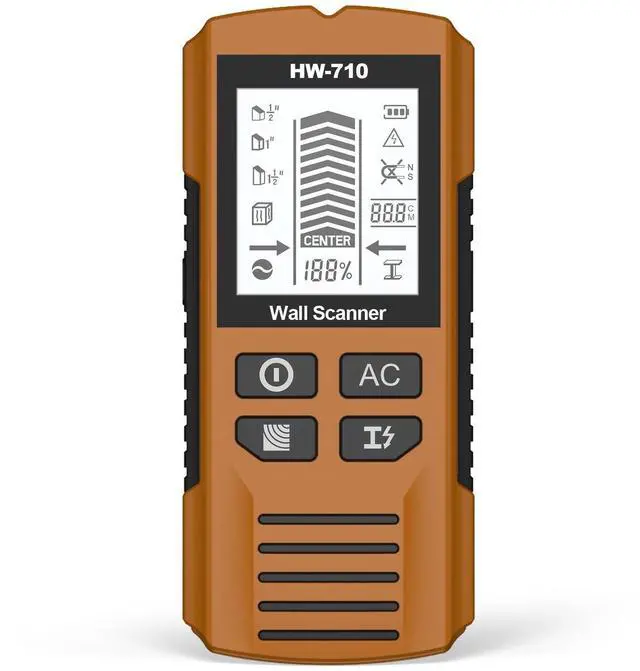 Main image of HW-710 5-in-1 Wall Scanner Stud Finder / Metal Detector / AC Wire Detector, Multi-Function Measuring Instrument for Home Improvement - Yellow