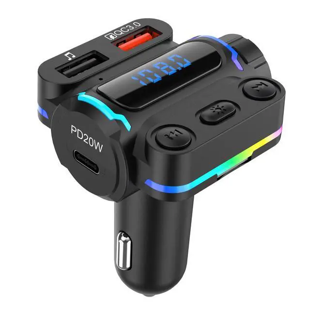 Alt view image 3 of 7 - P7 Car MP3 Bluetooth Player FM Transmitter with Handsfree Calling, U-Disk/TF Card Music Playback, PD20W + QC3.0 Fast Charging Dual Ports