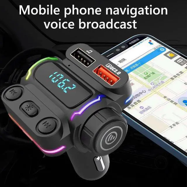 Alt view image 4 of 7 - P7 Car MP3 Bluetooth Player FM Transmitter with Handsfree Calling, U-Disk/TF Card Music Playback, PD20W + QC3.0 Fast Charging Dual Ports