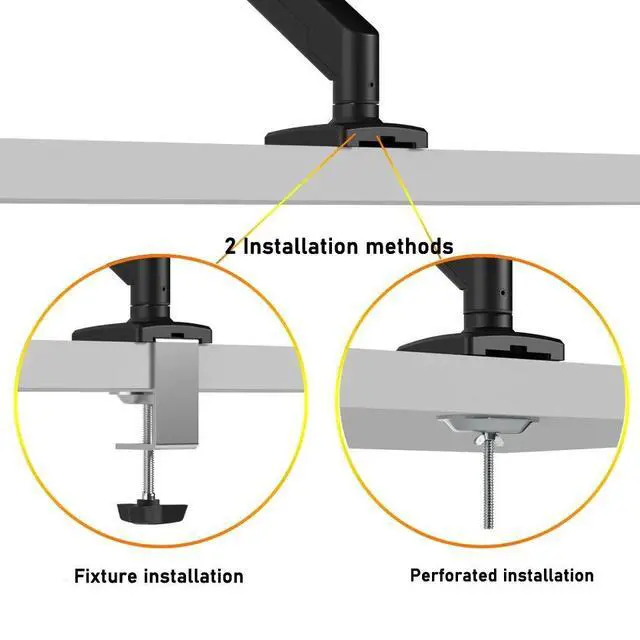 Alt view image 2 of 7 - Gas Spring Monitor Arm for 13-32" Screens 360° Full Motion Adjustment, Ergonomic Desk Mount with Free Rotation & Tilt - black