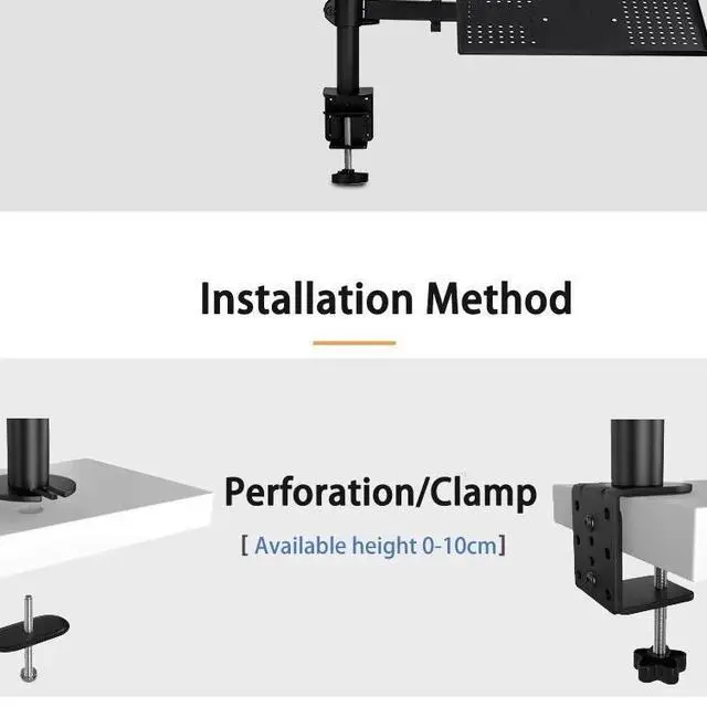 Alt view image 3 of 7 - Dual-Screen Desk Mount Mechanical Arm for Laptop + Secondary Monitor, 360° Swivel & Tilt, Space-Saving Suspended Stand