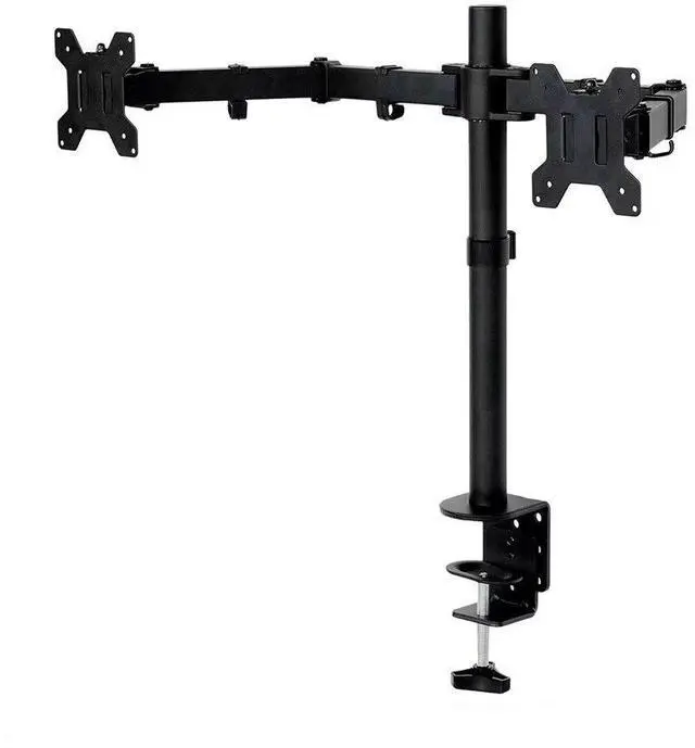 Main image of Dual Monitor Stand Side-by-Side & Stacked Setup, 2-in-1 Laptop/PC Mount, Tool-Free Clamp, Adjustable Ergonomic Desk Stand