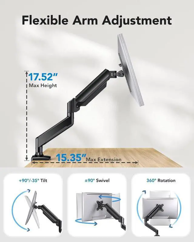 Alt view image 5 of 7 - Monitor Desk Mount Mechanical Arm for Screen Height Adjustment, Ergonomic Lifting Stand