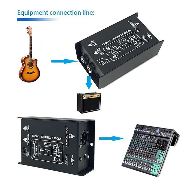 Alt view image 3 of 7 - Passive DI Box Direct Box with Audio Isolation, Eliminates Ground Loop Noise, Converts High-Impedance to Low-Impedance Signal for Mixers / Interfaces