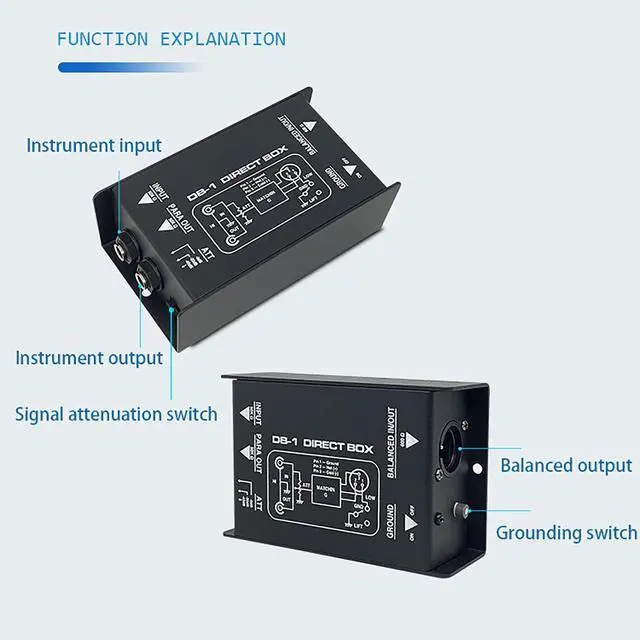 Alt view image 6 of 7 - Passive DI Box Direct Box with Audio Isolation, Eliminates Ground Loop Noise, Converts High-Impedance to Low-Impedance Signal for Mixers / Interfaces
