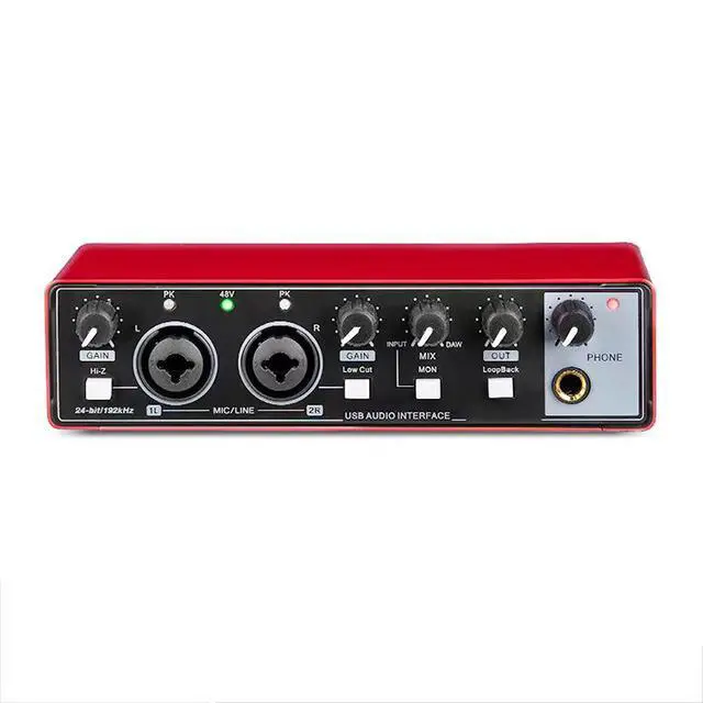 Alt view image 2 of 7 - Professional Recording Sound Card for Microphone Studio-Grade Audio Interface for Band Recording / Voice-Over / Live Streaming - red
