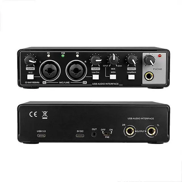 Main image of Professional Recording Sound Card for Microphone Studio-Grade Audio Interface for Band Recording / Voice-Over / Live Streaming - GAX-MD22 Black