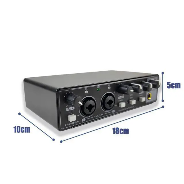 Alt view image 7 of 7 - Professional Recording Sound Card for Microphone Studio-Grade Audio Interface for Band Recording / Voice-Over / Live Streaming - GAX-MD22 Black
