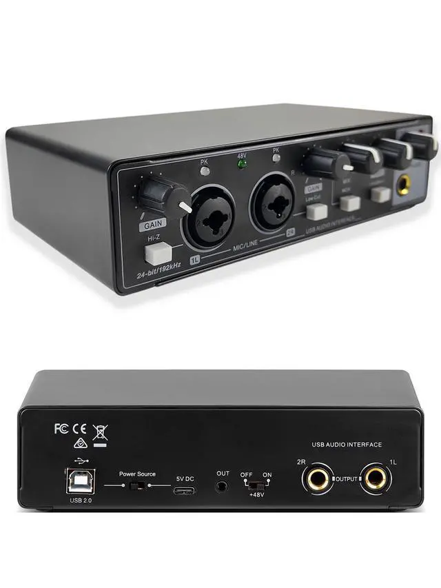 Alt view image 4 of 7 - Professional Recording Sound Card for Microphone Studio-Grade Audio Interface for Band Recording / Voice-Over / Live Streaming - GAX-MD22 Black
