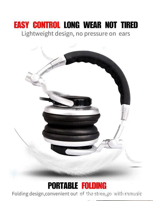 Alt view image 6 of 7 - GAE-900 Over-Ear HiFi DJ Monitor Headphones Heavy Bass, 3D Sound Effect, VR Headset Compatible, Wired Headband Headphone