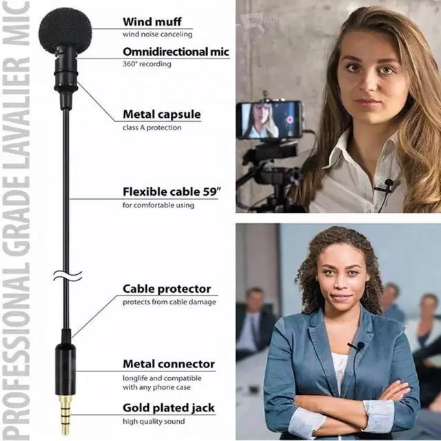 Alt view image 3 of 7 - GAM-141S Lapel Mic 3.5mm Gold-Plated Plug, TPE Cord, Clip-on Design for Mobile Live Streaming / Vocal Recording / Vlog