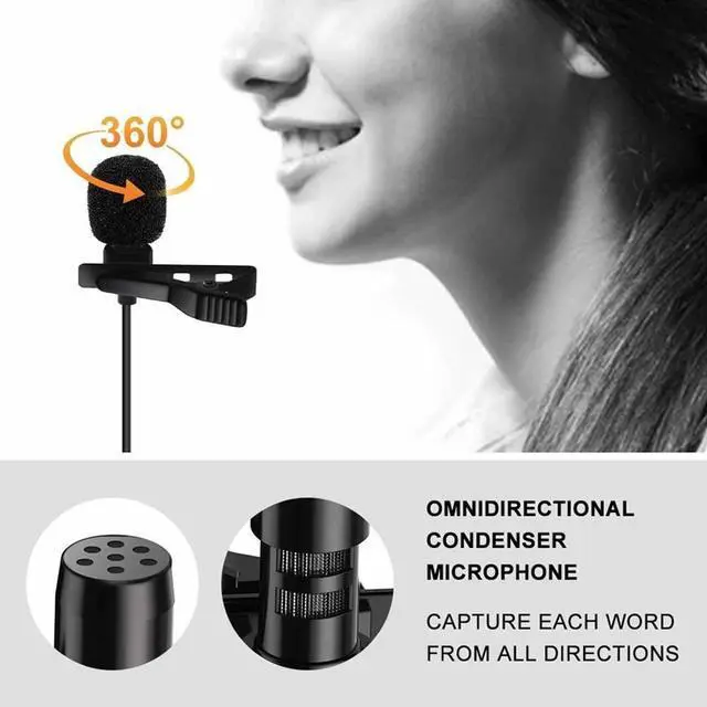 Alt view image 2 of 7 - 2m Lapel Mic with Extension Cord Clip-On Condenser Microphone for Classroom, Lectures, Guided Tours & Interviews, Compact & Lightweight