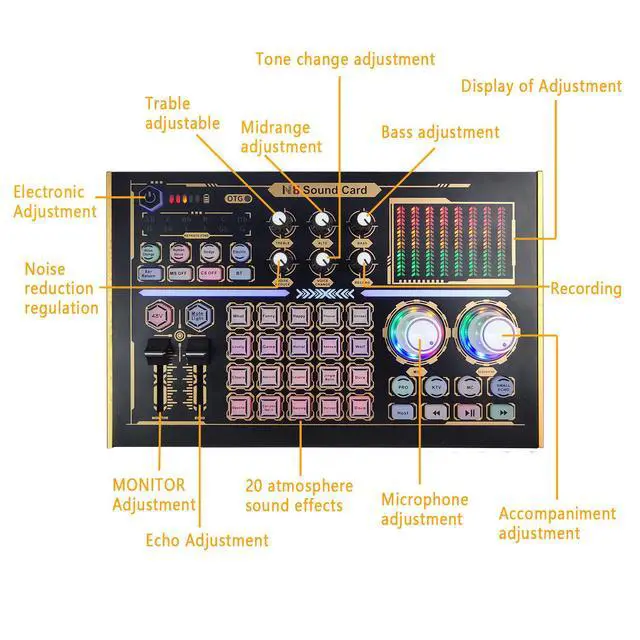 Alt view image 7 of 7 - GAX-N8 Home USB Bluetooth Sound Card English Version, for PC / Smartphone / Live Streaming / Recording