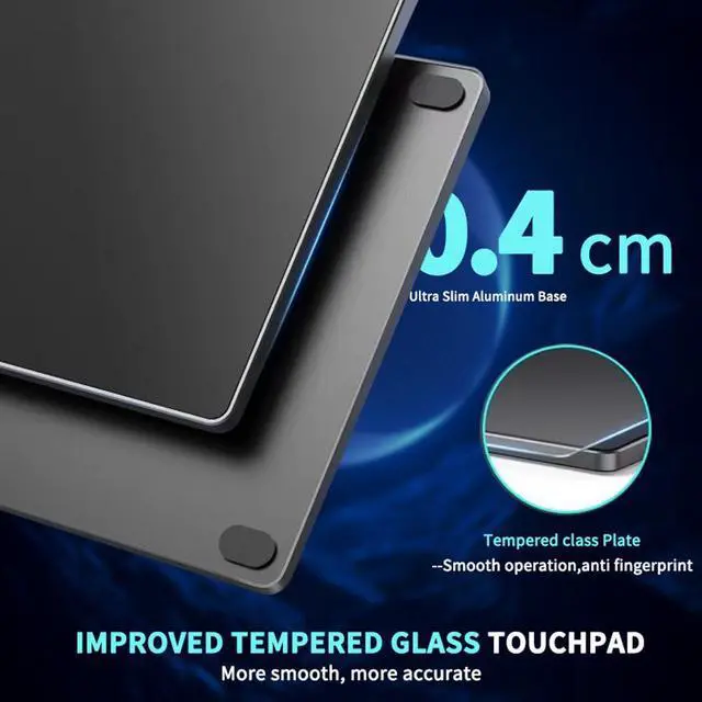 Alt view image 3 of 7 - Wired USB Trackpad for Windows 7/10 Laptops/Desktops Multi-Touch Navigation, Plug-and-Play, Slim Aluminum Portable Touchpad Mouse - black