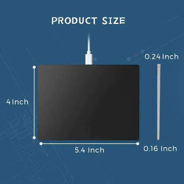 Alt view image 7 of 7 - Wired USB Trackpad for Windows 7/10 Laptops/Desktops Multi-Touch Navigation, Plug-and-Play, Slim Aluminum Portable Touchpad Mouse - black