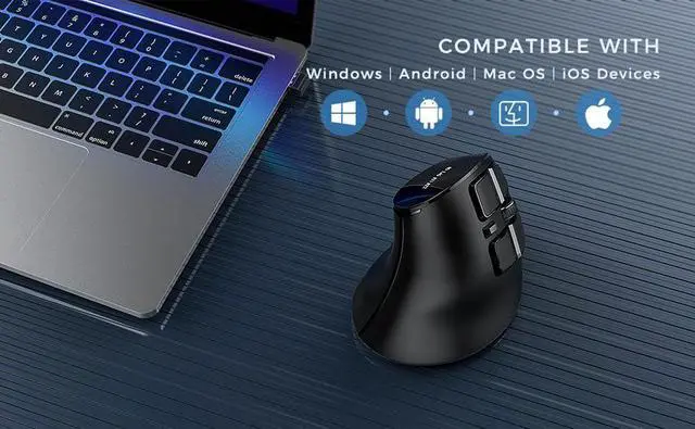 Alt view image 7 of 7 - 2.4G Rechargeable Ergonomic Vertical Wireless Mouse for Laptop / Desktop / Office - black