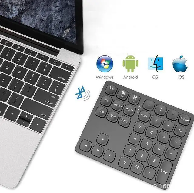 Main image of Rechargeable Dual Bluetooth Numeric Keypad Wireless 36-Key Number Pad, External Data Entry Keyboard
