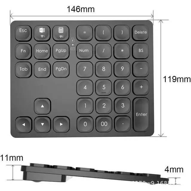 Alt view image 3 of 6 - Rechargeable Dual Bluetooth Numeric Keypad Wireless 36-Key Number Pad, External Data Entry Keyboard