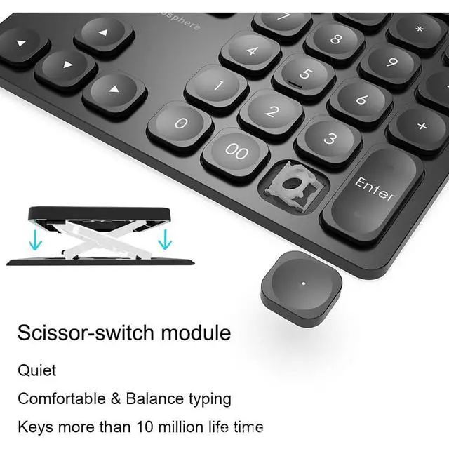 Alt view image 2 of 6 - Rechargeable Dual Bluetooth Numeric Keypad Wireless 36-Key Number Pad, External Data Entry Keyboard