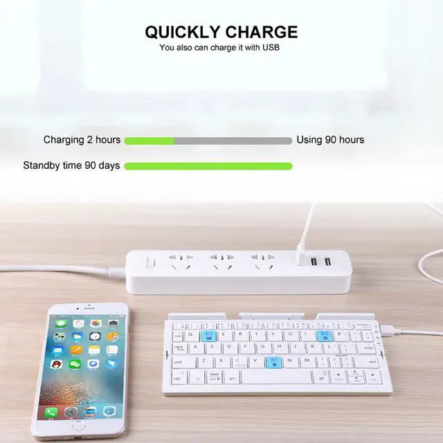 Alt view image 3 of 6 - Foldable Bluetooth Mini Keyboard Portable, Universal for Phone / Tablet, Compact Folding Wireless Keyboard