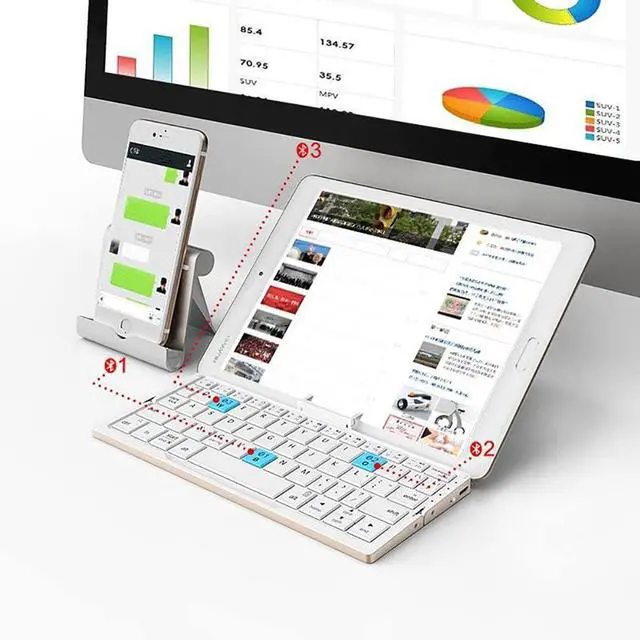 Alt view image 4 of 6 - Foldable Bluetooth Mini Keyboard Portable, Universal for Phone / Tablet, Compact Folding Wireless Keyboard