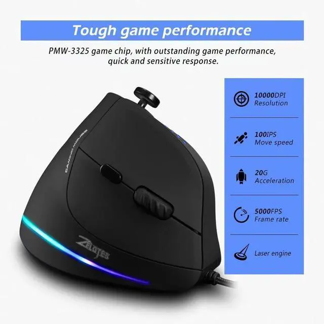 Alt view image 4 of 7 - C-18 Ergonomic Wired Gaming Mouse with Joystick 5 Adjustable DPI Levels, RGB Lighting, Customizable Macro Buttons, for PC/Laptop - black