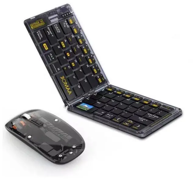 Main image of Transparent Foldable Triple-Mode Wireless Keyboard Portable, Quiet Scissor Keys, Multi-Device for Office/Travel