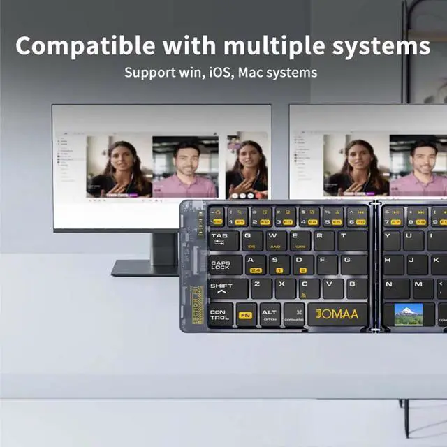 Alt view image 4 of 6 - Transparent Foldable Triple-Mode Wireless Keyboard Portable, Quiet Scissor Keys, Multi-Device for Office/Travel