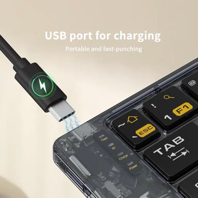 Alt view image 5 of 6 - Transparent Foldable Triple-Mode Wireless Keyboard Portable, Quiet Scissor Keys, Multi-Device for Office/Travel