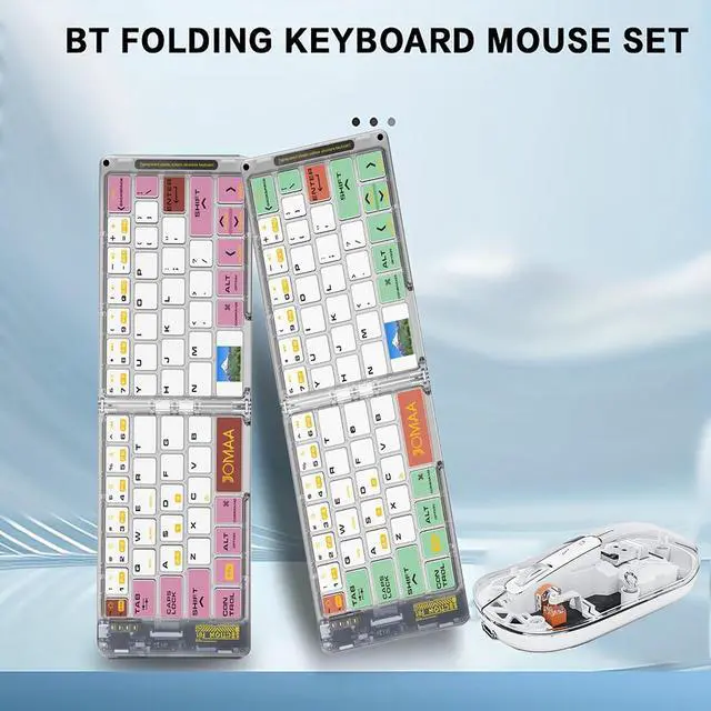 Alt view image 2 of 7 - Transparent Foldable Triple-Mode Wireless Keyboard Portable, Quiet Scissor Keys, Multi-Device for Office/Travel green