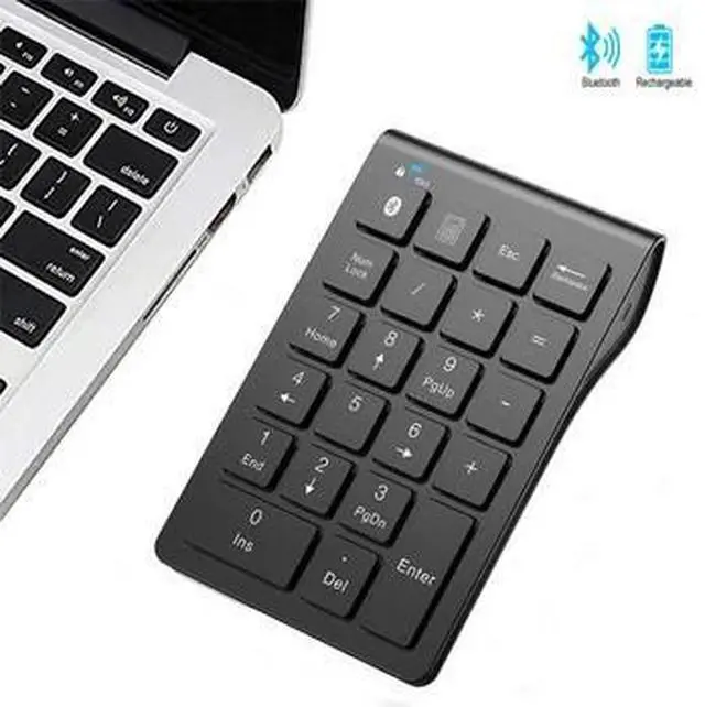 Main image of Quiet Wireless Numeric Keypad Compact Bluetooth Number Pad for Accountants, Data Entry & Office Use - black