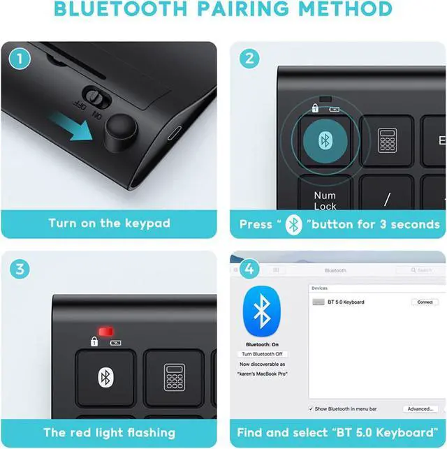 Alt view image 7 of 7 - Quiet Wireless Numeric Keypad Compact Bluetooth Number Pad for Accountants, Data Entry & Office Use - black