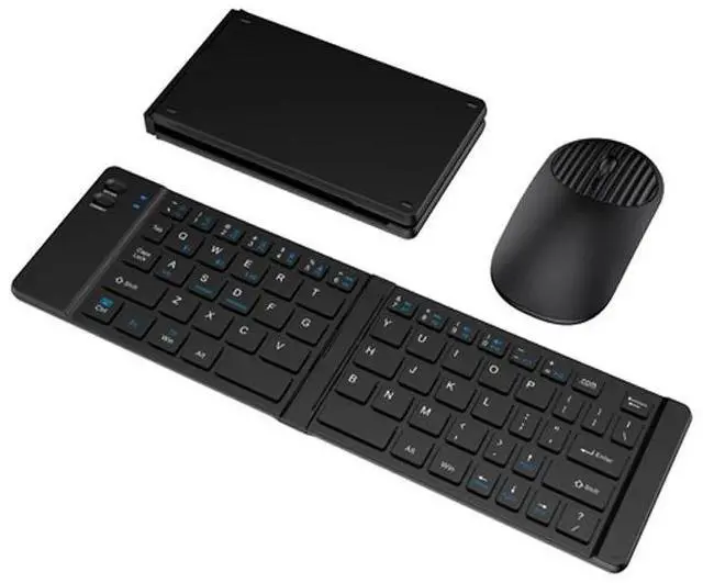 Main image of 2.4G + Bluetooth Foldable Keyboard and Mouse Set Ultra-Portable Rechargeable Combo for Multi-Device Office/Travel - black
