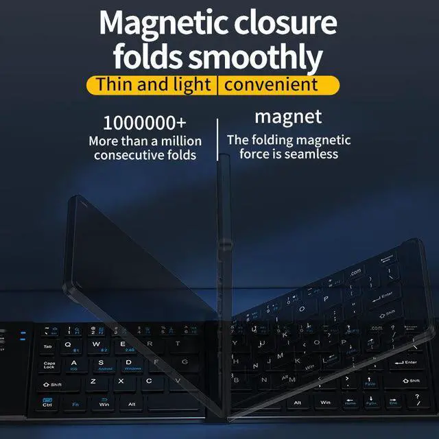 Alt view image 5 of 7 - 2.4G + Bluetooth Foldable Keyboard and Mouse Set Ultra-Portable Rechargeable Combo for Multi-Device Office/Travel - black