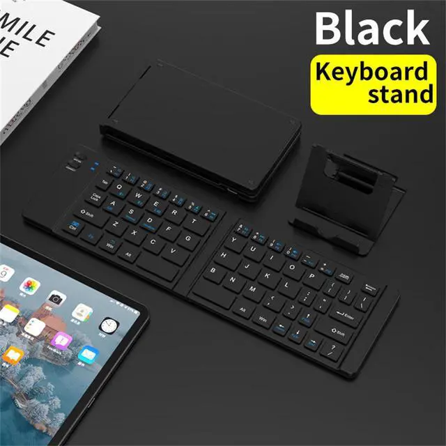 Alt view image 6 of 7 - 2.4G + Bluetooth Foldable Keyboard and Mouse Set Ultra-Portable Rechargeable Combo for Multi-Device Office/Travel - black