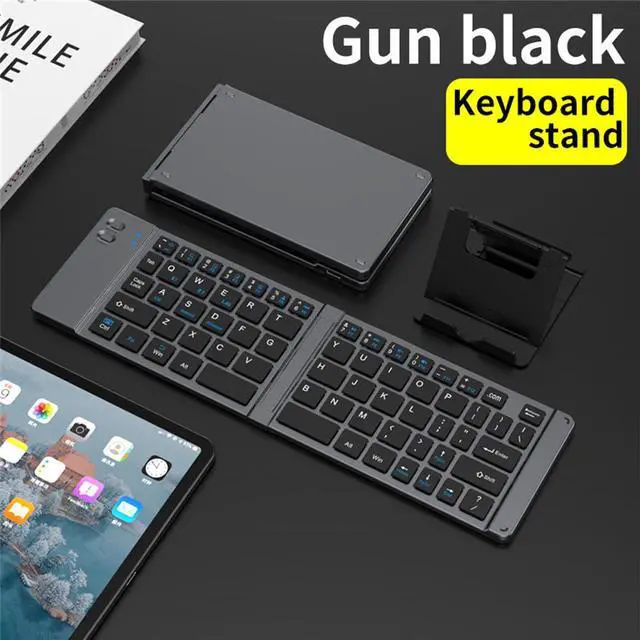 Alt view image 2 of 6 - 2.4G + Bluetooth Foldable Keyboard and Mouse Set Ultra-Portable Rechargeable Combo for Multi-Device Office/Travel - Grey
