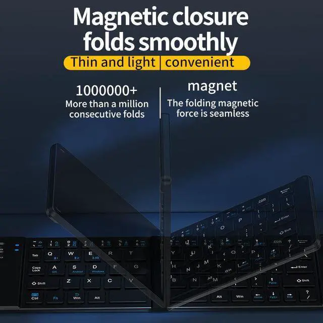Alt view image 5 of 6 - 2.4G + Bluetooth Foldable Keyboard and Mouse Set Ultra-Portable Rechargeable Combo for Multi-Device Office/Travel - Grey