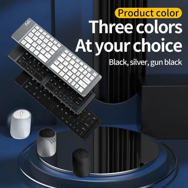 Alt view image 6 of 6 - 2.4G + Bluetooth Foldable Keyboard and Mouse Set Ultra-Portable Rechargeable Combo for Multi-Device Office/Travel - Grey