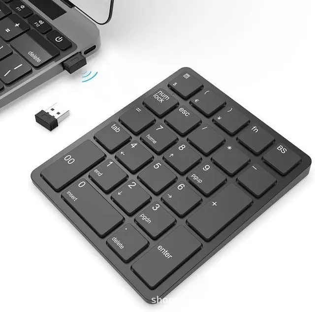 Main image of Wireless Numeric Keypad 26 Keys Portable 2.4GHz Number Pad for Financial Accounting & Data Entry, Rechargeable, Compatible with Windows PC/Laptop - black
